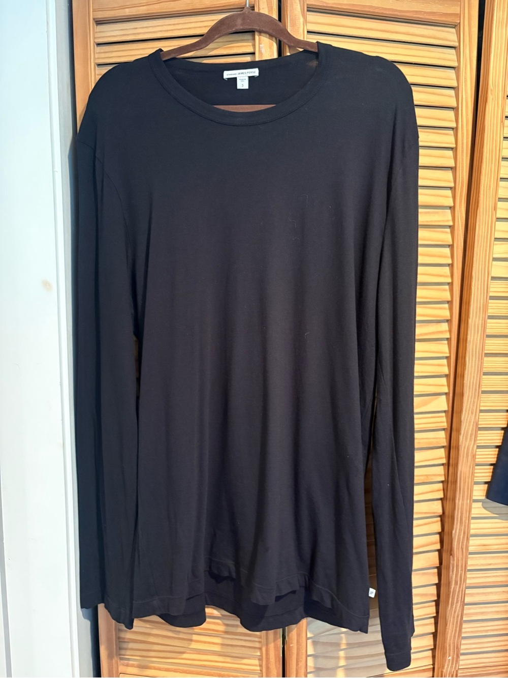 James Perse Men's Black Long Sleeve Crew Neck T-Shirt MLJ3351 Cotton Size 3 L